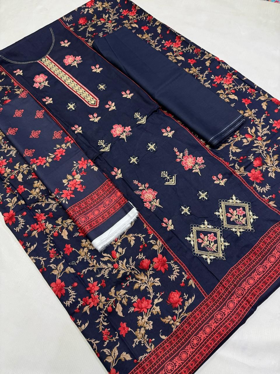 Premium Lawn three piece trouser suit