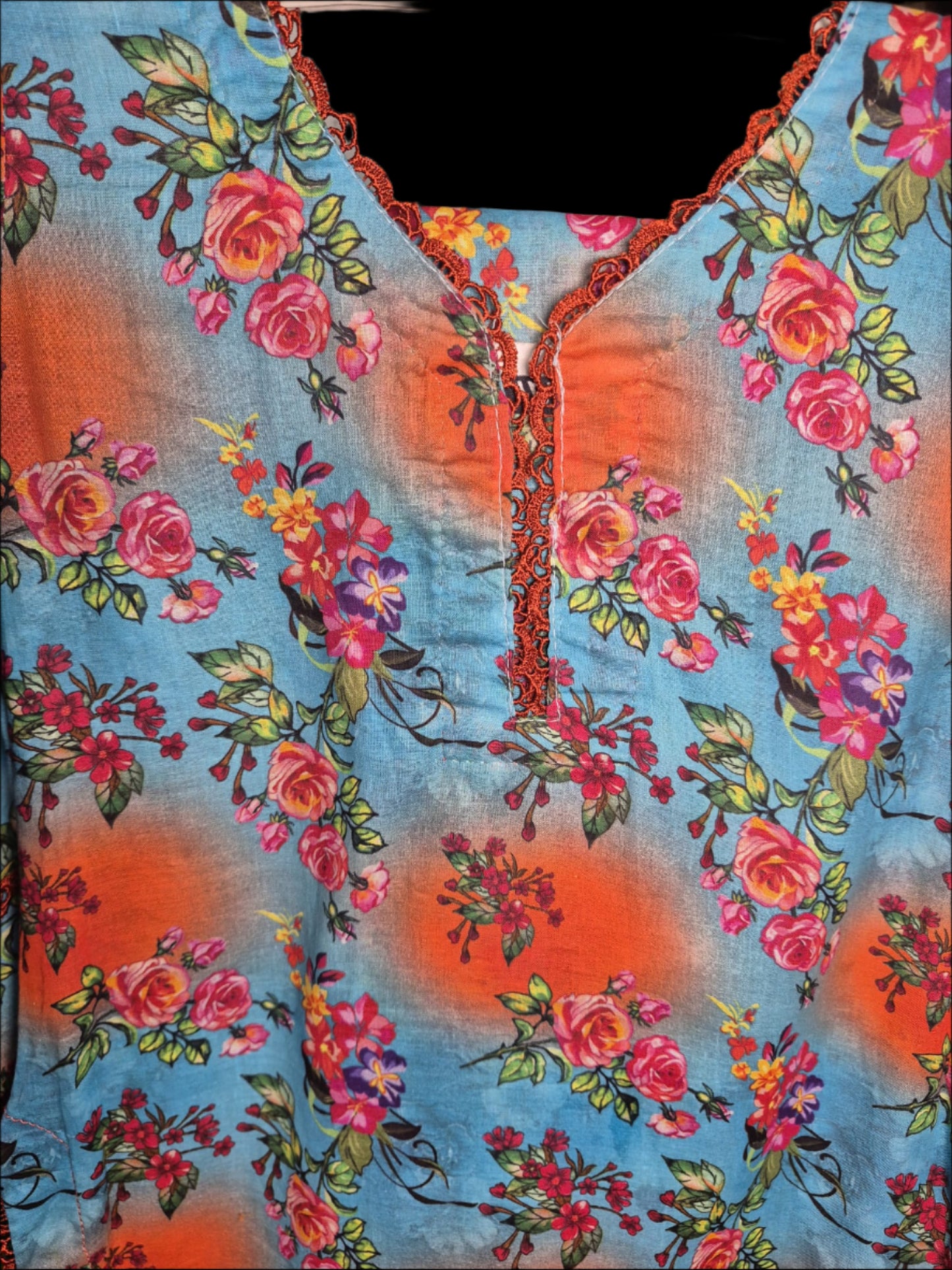 LAWN TWO PIECE TROUSER SUIT BLUE FLORAL