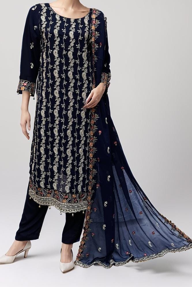 CHIFFON THREE PIECE NAVY