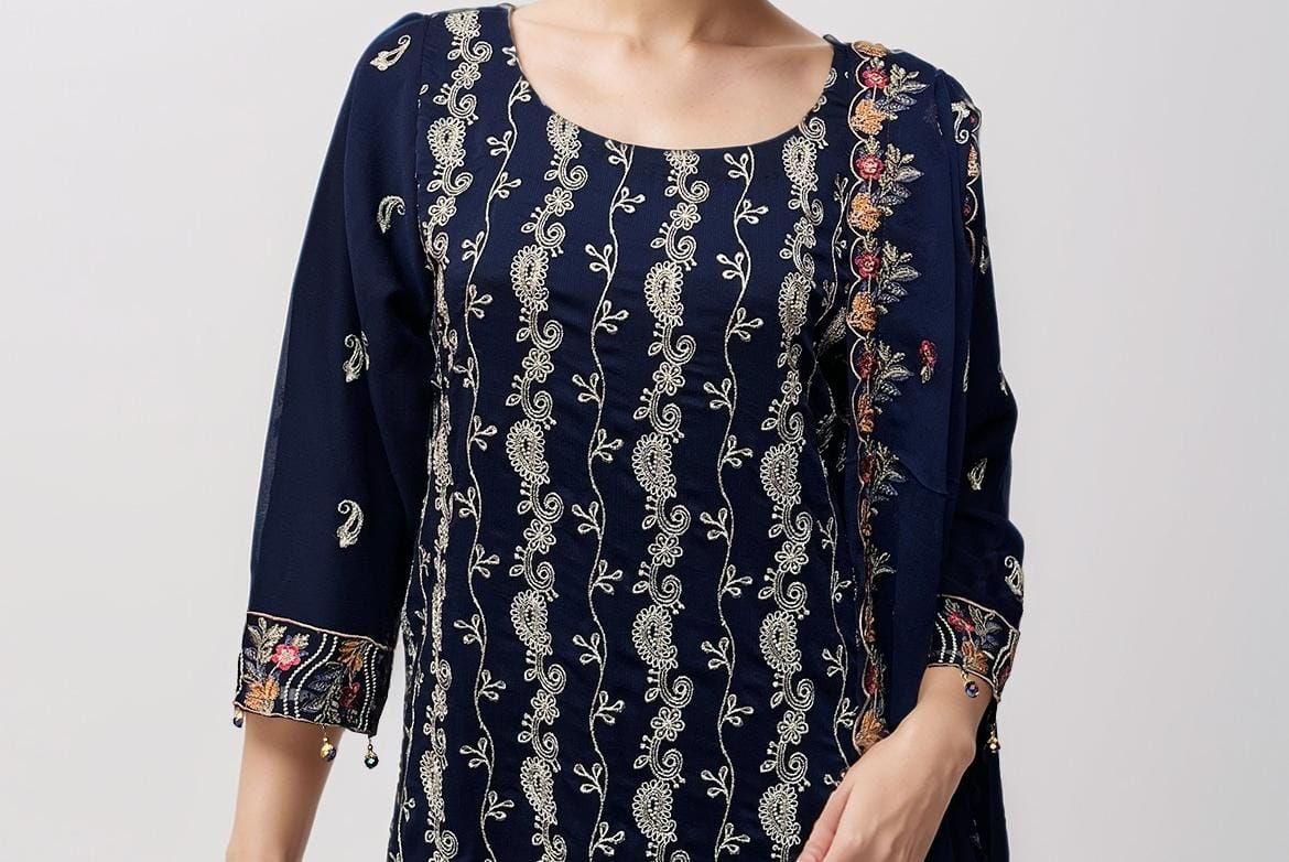CHIFFON THREE PIECE NAVY