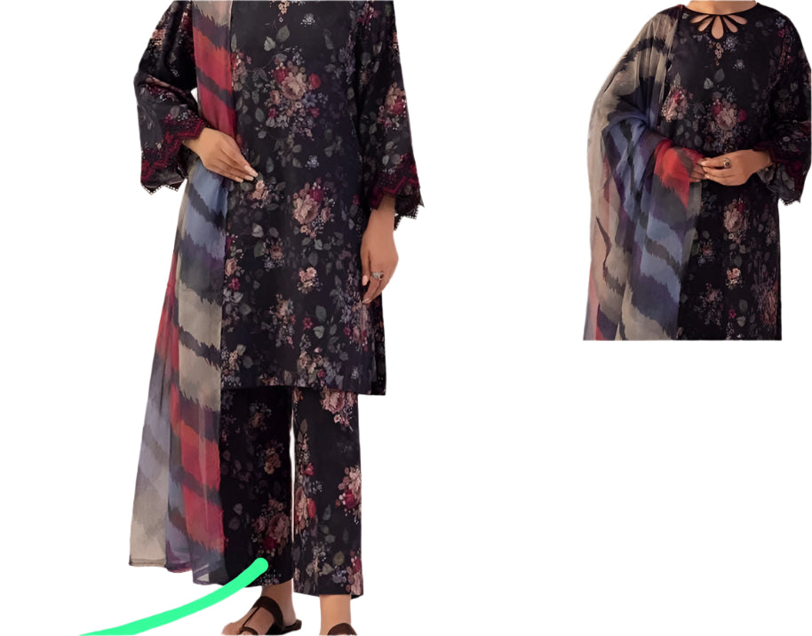 Lawn three Piece Black