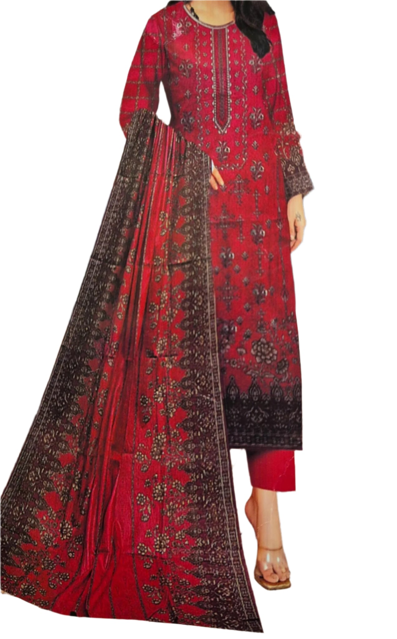 Lawn Three Piece Deep Pink