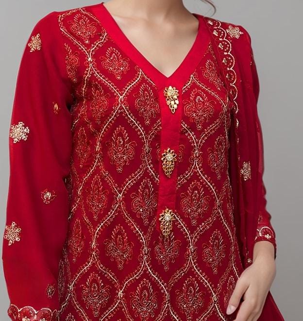 CHIFFON THREE PIECE RED