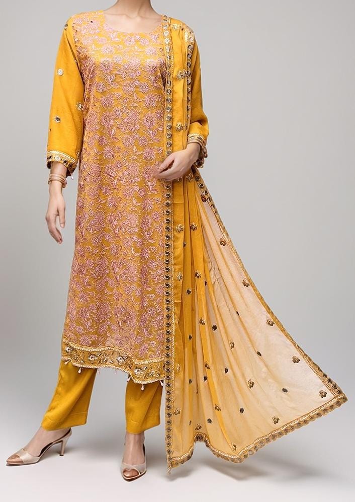 CHIFFON THREE PIECE YELLOW