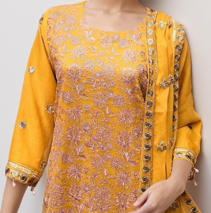CHIFFON THREE PIECE YELLOW