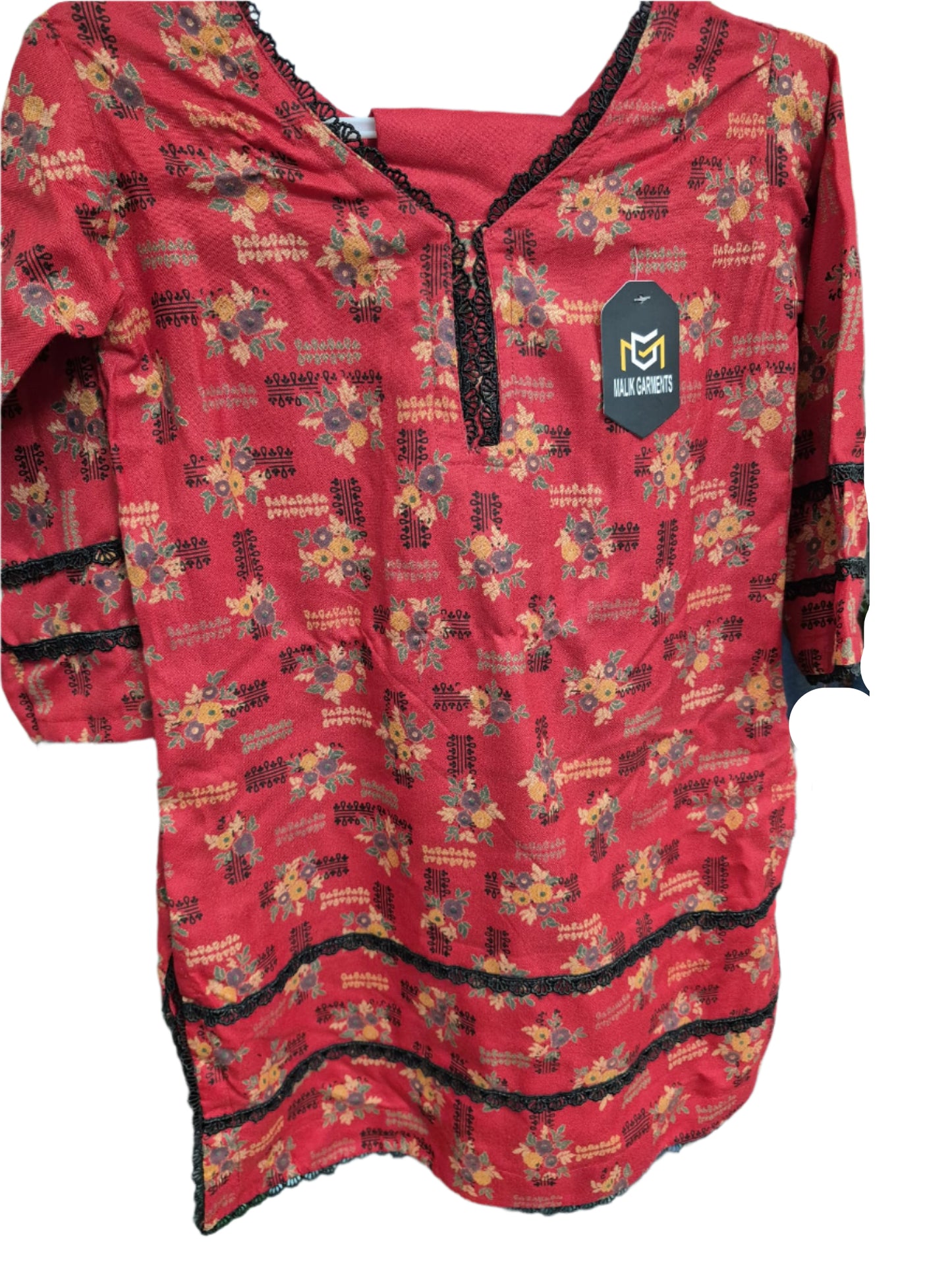 KHADDAR TROUSER SUIT RED