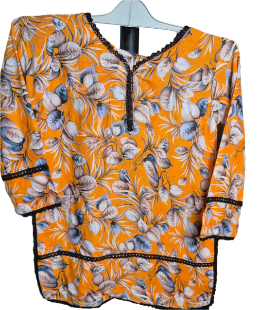 LAWN TWO PIECE TROUSER SUIT ORANGE
