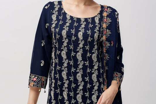 CHIFFON THREE PIECE NAVY