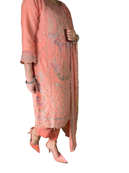 Chiffon Three Piece Peach