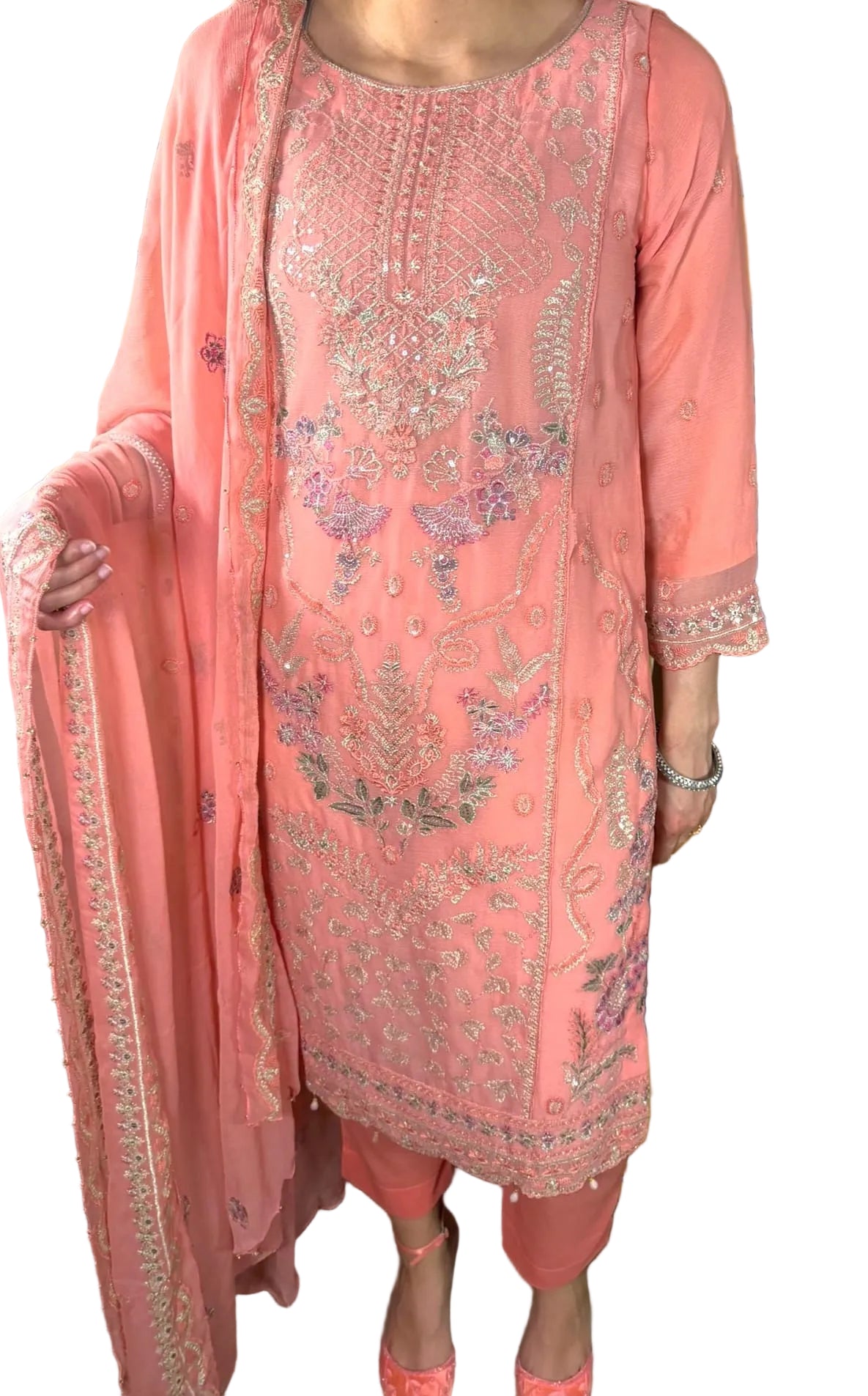 Chiffon Three Piece Peach