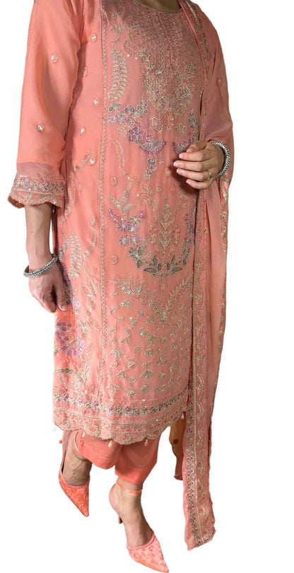 Chiffon Three Piece Peach