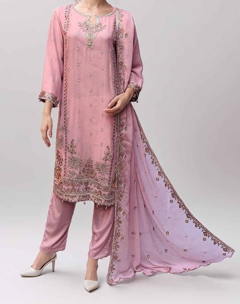 CHIFFON THREE PIECE LIGHT PURPLE