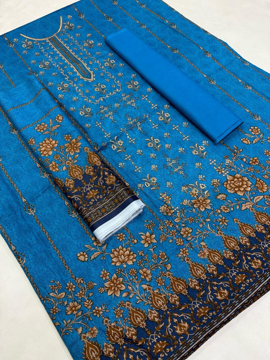 Lawn three Piece Blue