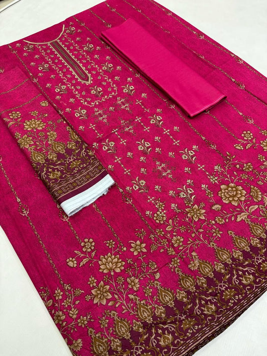 Lawn Three Piece Deep Pink