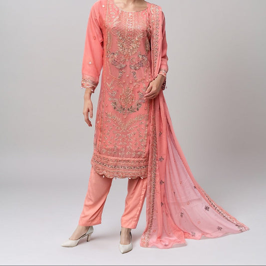 Chiffon Three Piece Peach