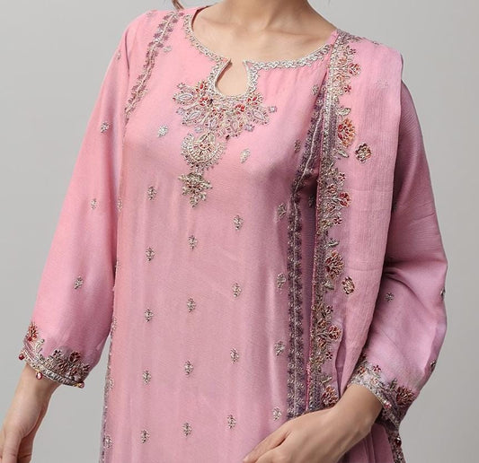 CHIFFON THREE PIECE LIGHT PURPLE